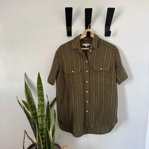 Madewell Lightspun Flap-Pocket Shirt in Kale Stripe